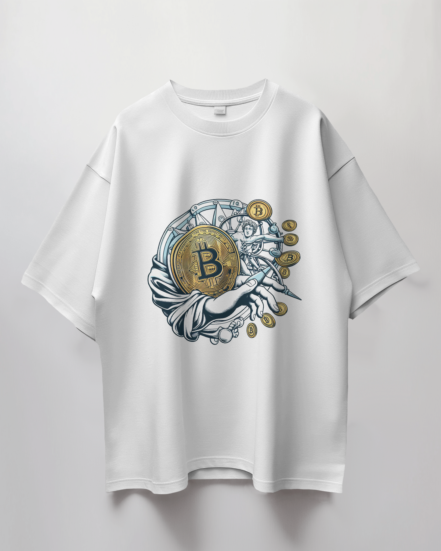 Bitcoin Hand Graphic Print Oversized T-Shirt