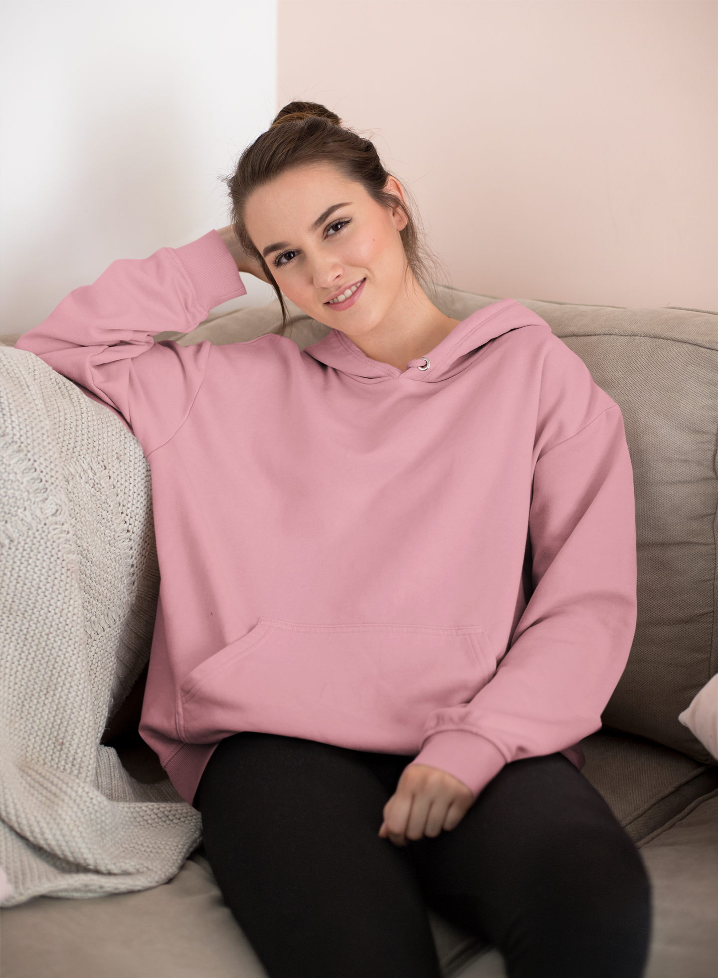 Solid Pink Oversized Hoodie